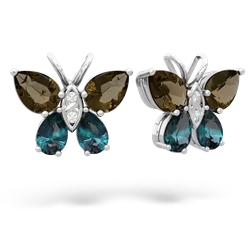 Smoky Quartz Butterfly 14K White Gold earrings E2215