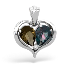 Smoky Quartz Two Become One 14K White Gold pendant P5330