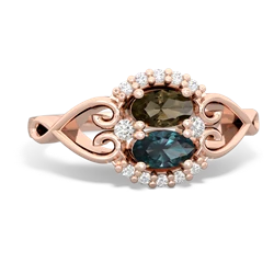 Smoky Quartz Love Nest 14K Rose Gold ring R5860