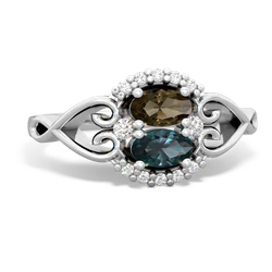 Smoky Quartz Love Nest 14K White Gold ring R5860