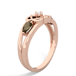 Smoky Quartz Hearts Intertwined 14K Rose Gold ring R5880