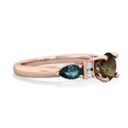 Smoky Quartz 6Mm Round Eternal Embrace Engagement 14K Rose Gold ring R2005