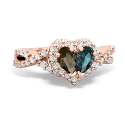 Smoky Quartz Diamond Twist 'One Heart' 14K Rose Gold ring R2640HRT