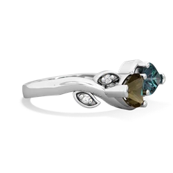 Smoky Quartz Floral Elegance 14K White Gold ring R5790