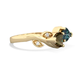 Smoky Quartz Floral Elegance 14K Yellow Gold ring R5790