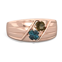 Smoky Quartz Men's Streamline 14K Rose Gold ring R0460