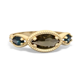 Smoky Quartz Milgrain Marquise 14K Yellow Gold ring R5700