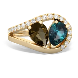 Smoky Quartz Nestled Heart Keepsake 14K Yellow Gold ring R5650