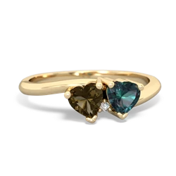 Smoky Quartz Sweethearts 14K Yellow Gold ring R5260