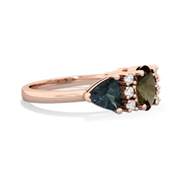 Smoky Quartz Antique Style Three Stone 14K Rose Gold ring R2186