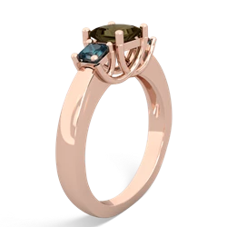 Smoky Quartz Three Stone Trellis 14K Rose Gold ring R4015