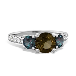 Smoky Quartz Pave Trellis 14K White Gold ring R5500