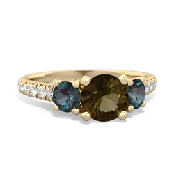 Smoky Quartz Pave Trellis 14K Yellow Gold ring R5500