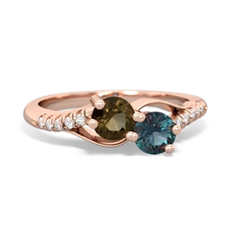 Smoky Quartz Infinity Pave Two Stone 14K Rose Gold ring R5285