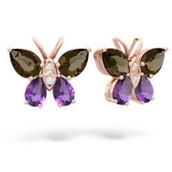 Smoky Quartz Butterfly 14K Rose Gold earrings E2215