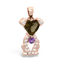 Smoky Quartz Puppy Love 14K Rose Gold pendant P5800