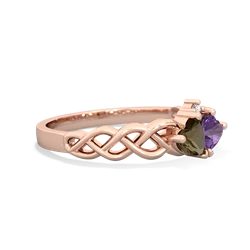 Smoky Quartz Heart To Heart Braid 14K Rose Gold ring R5870