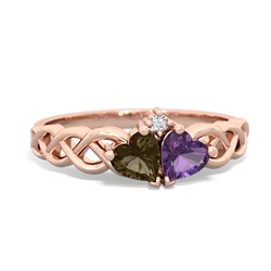 Smoky Quartz Heart To Heart Braid 14K Rose Gold ring R5870