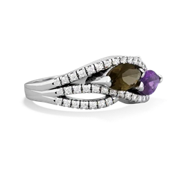 Smoky Quartz Diamond Rivers 14K White Gold ring R3070