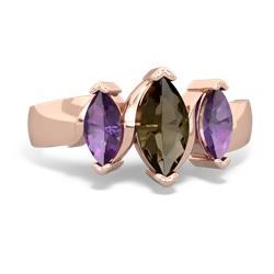 Smoky Quartz Three Peeks 14K Rose Gold ring R2433