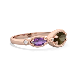 Smoky Quartz Milgrain Marquise 14K Rose Gold ring R5700