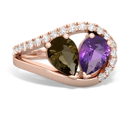 Smoky Quartz Nestled Heart Keepsake 14K Rose Gold ring R5650