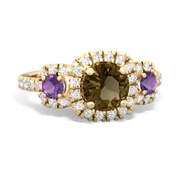 Smoky Quartz Regal Halo 14K Yellow Gold ring R5350