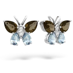 Smoky Quartz Butterfly 14K White Gold earrings E2215