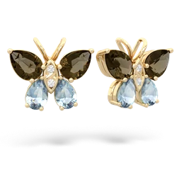 Smoky Quartz Butterfly 14K Yellow Gold earrings E2215