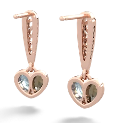 Smoky Quartz Filligree Heart 14K Rose Gold earrings E5070