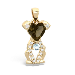 Smoky Quartz Puppy Love 14K Yellow Gold pendant P5800