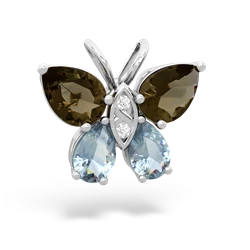 Smoky Quartz Butterfly 14K White Gold pendant P2215