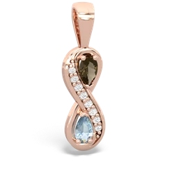 Smoky Quartz Diamond Infinity 14K Rose Gold pendant P5390