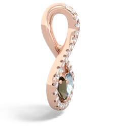 Smoky Quartz Pave Twist 'One Heart' 14K Rose Gold pendant P5360