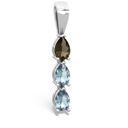 Smoky Quartz Dew Drops 14K White Gold pendant P2251