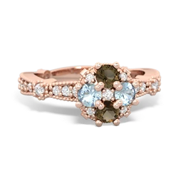 Smoky Quartz Sparkling Tiara Cluster 14K Rose Gold ring R26293RD