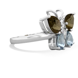 Smoky Quartz Butterfly 14K White Gold ring R2215