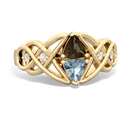 Smoky Quartz Keepsake Celtic Knot 14K Yellow Gold ring R5300