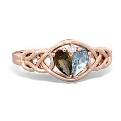 Smoky Quartz Celtic Love Knot 14K Rose Gold ring R5420