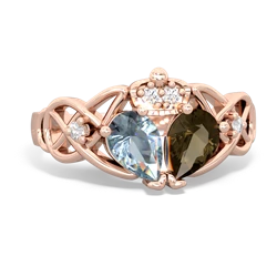 Smoky Quartz 'One Heart' Celtic Knot Claddagh 14K Rose Gold ring R5322