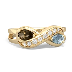 Smoky Quartz Diamond Infinity 14K Yellow Gold ring R5390