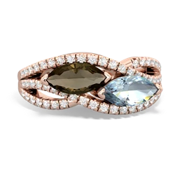 Smoky Quartz Diamond Rivers 14K Rose Gold ring R3070