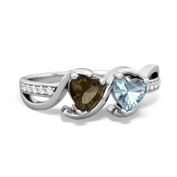 Smoky Quartz Side By Side 14K White Gold ring R3090