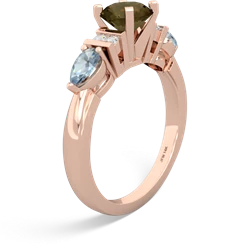 Smoky Quartz 6Mm Round Eternal Embrace Engagement 14K Rose Gold ring R2005