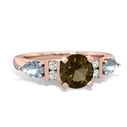 Smoky Quartz 6Mm Round Eternal Embrace Engagement 14K Rose Gold ring R2005