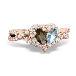 Smoky Quartz Diamond Twist 'One Heart' 14K Rose Gold ring R2640HRT