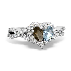 Smoky Quartz Diamond Twist 'One Heart' 14K White Gold ring R2640HRT