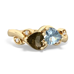 Smoky Quartz Floral Elegance 14K Yellow Gold ring R5790