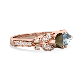 Smoky Quartz Diamond Butterflies 14K Rose Gold ring R5601