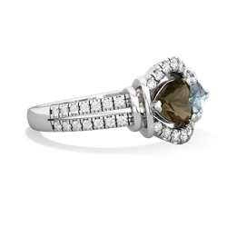 Smoky Quartz Art-Deco Keepsake 14K White Gold ring R5630